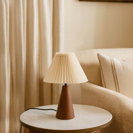 Opviq Lámpara de Mesa de Madera Crema y Nogal